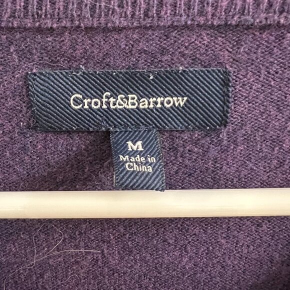 Men's Croft & Barrow Long Sleeve Purple & Gray V-neck Argyle Sweater. Size M - Picture 3 of 4